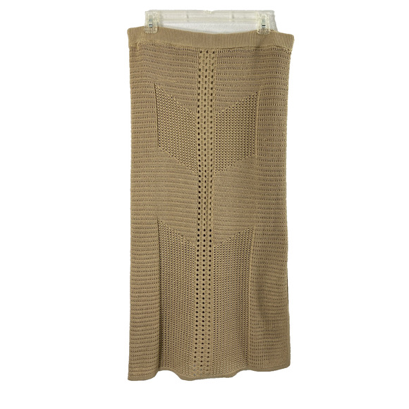 Rachel Zoe Sweater Maxi Skirt Womens Large Tan Straight Boho Hippie - Picture 1 of 9